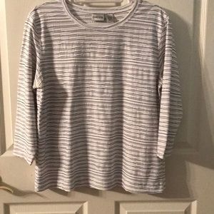 Chico’s dressy white too with black/grey details